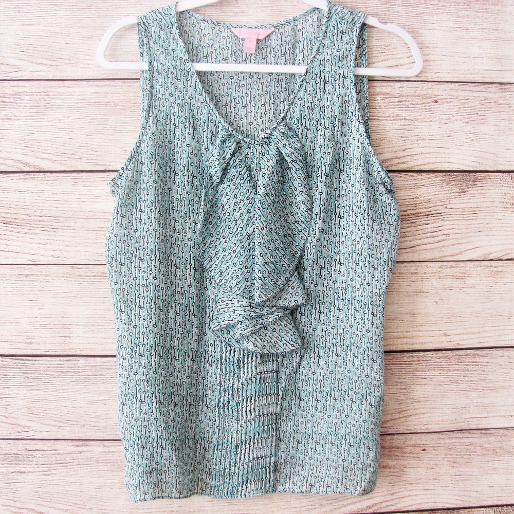 Lilly Pulitzer Eliza Silk Ruffle V-Neck Tank Top